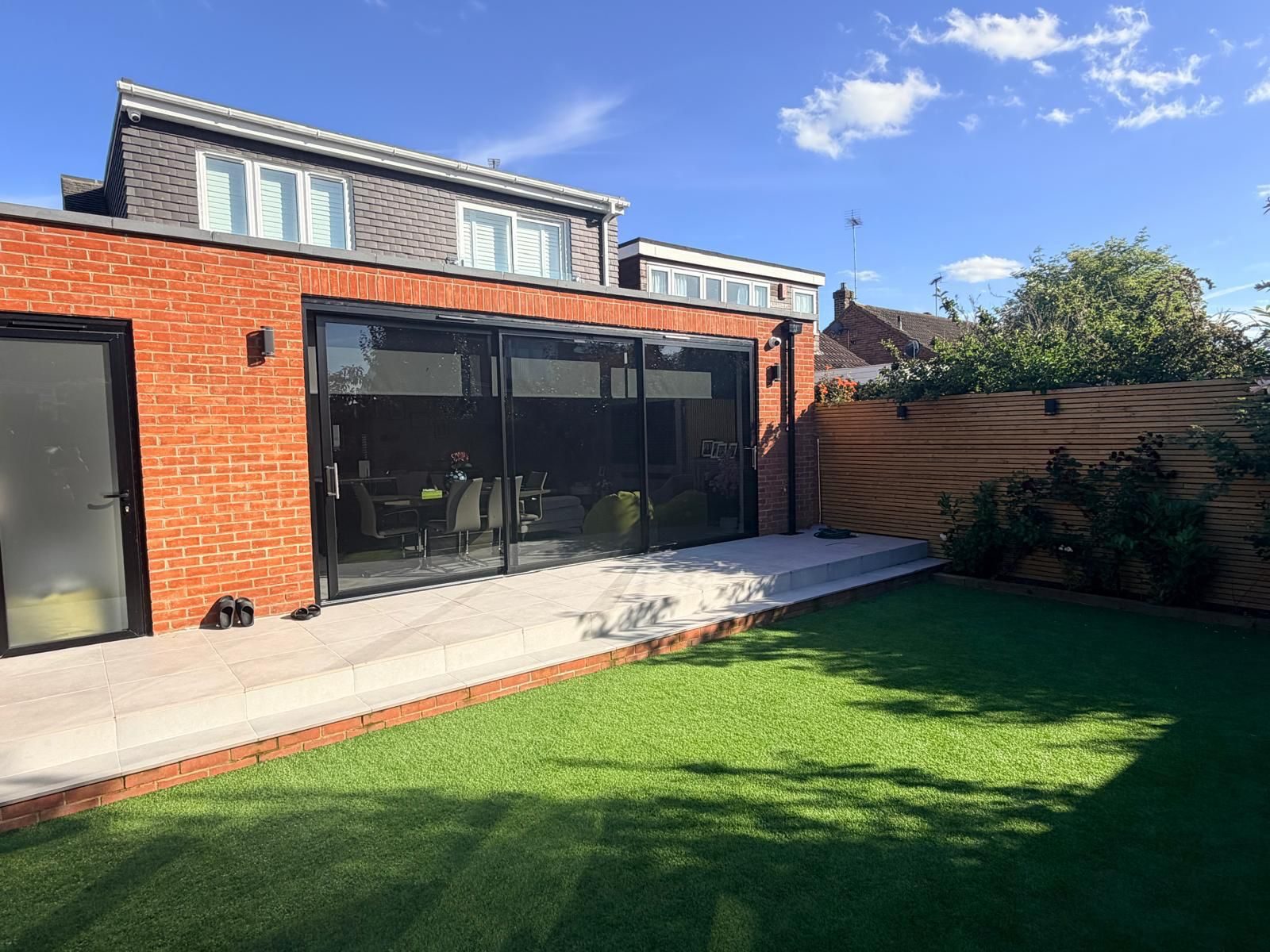 The extension and garden, in full sun