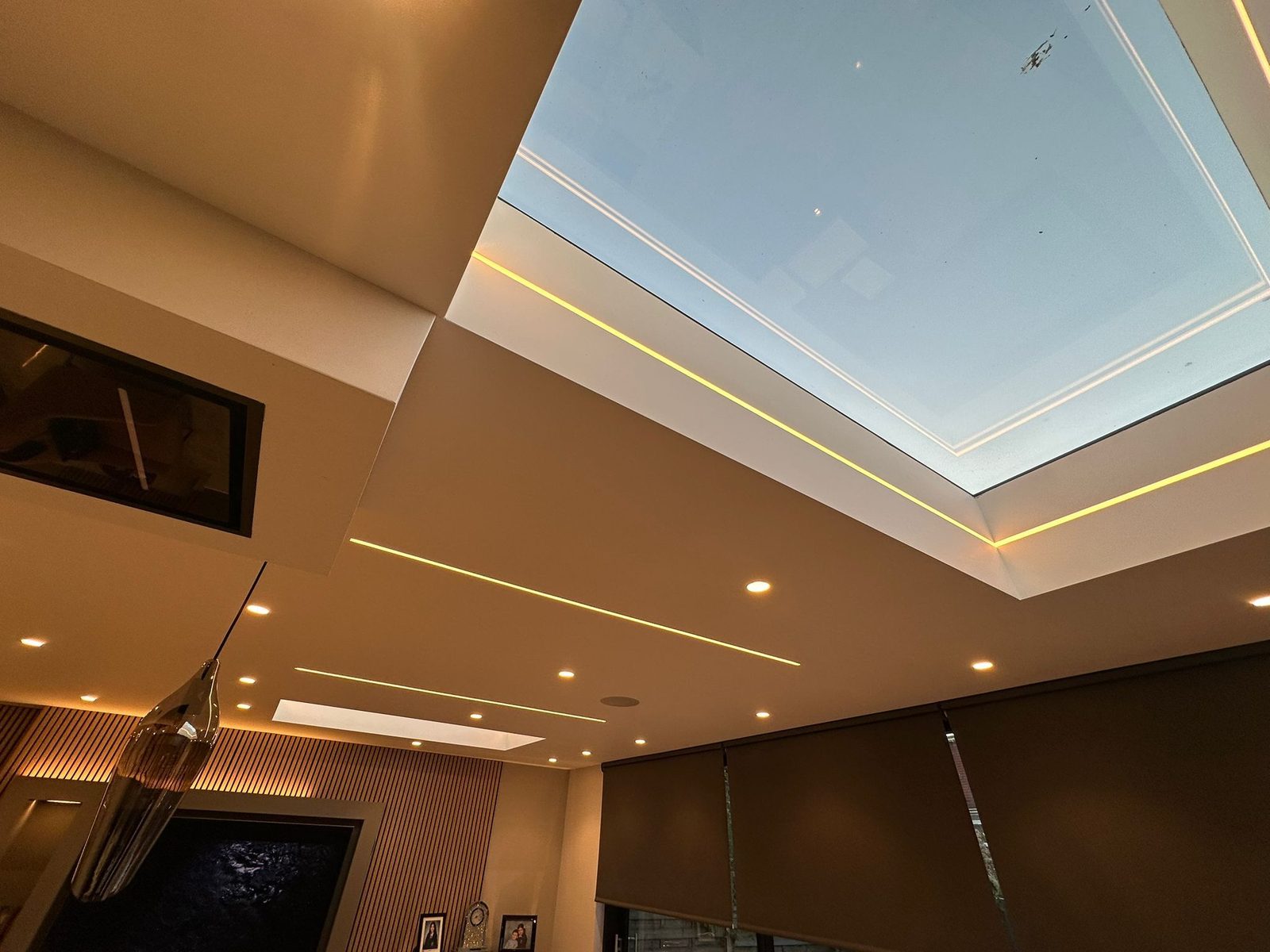 Feature skylight and recessed lighting